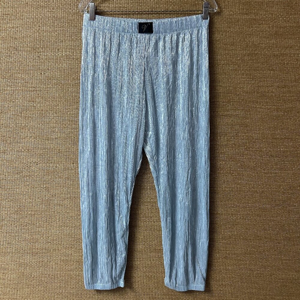 Victoria's Secret Pajama Pants Women's M Short Silver Pleated Plisse Joggers NWT